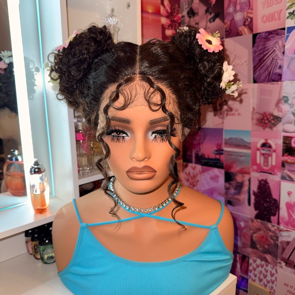 Black Space Buns Lace Front & Back Wig – Double Lace
